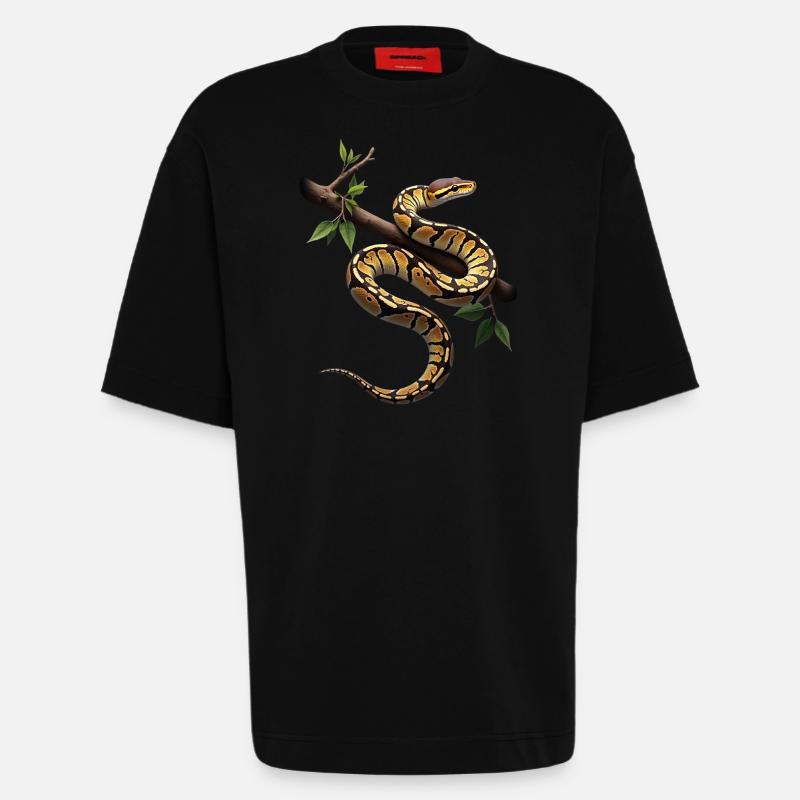 Königspython Schlangen Liebhaber Terrarium Python - Heavyweight T-Shirt - made by SPREAD  - SOLID BLACK