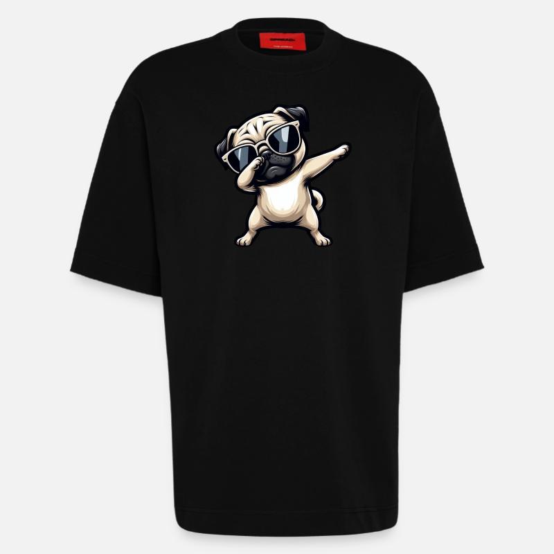 Hund Mops Cool Dab Dabbing - Heavyweight T-Shirt - made by SPREAD  - SOLID BLACK