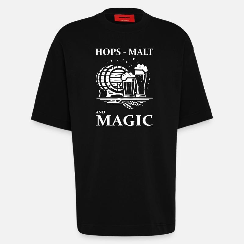 Bier Design – Hops, Malt and Magic - Heavyweight T-Shirt - made by SPREAD  - SOLID BLACK