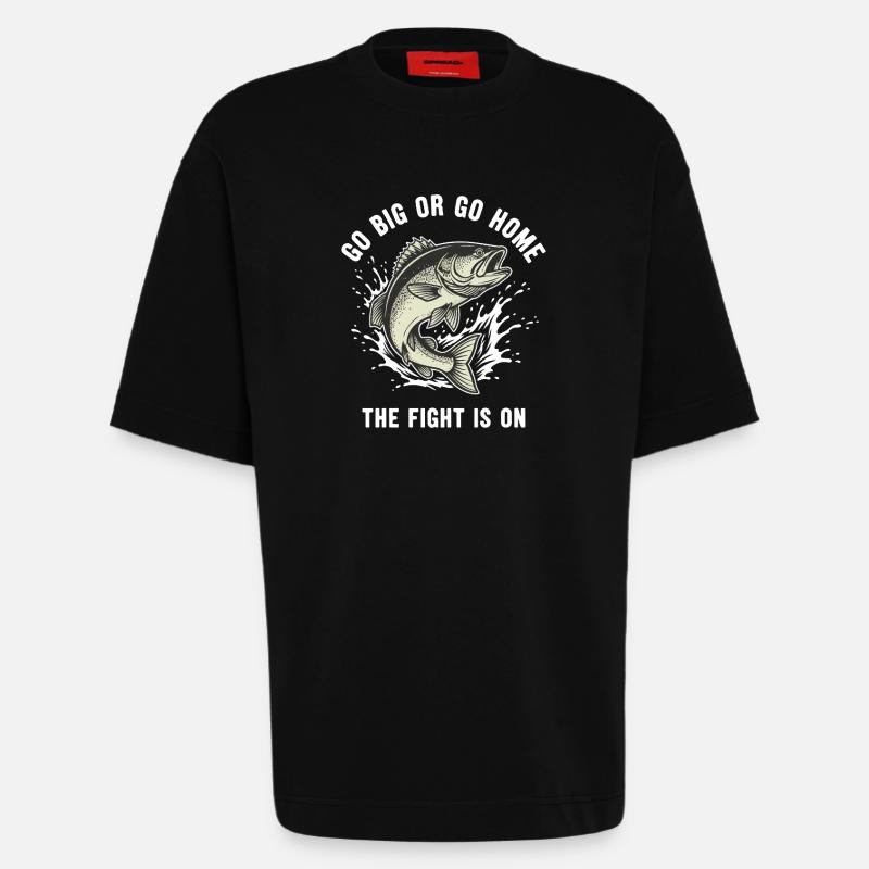 Angelfluss bekämpft große Fische - Heavyweight T-Shirt - made by SPREAD  - SOLID BLACK