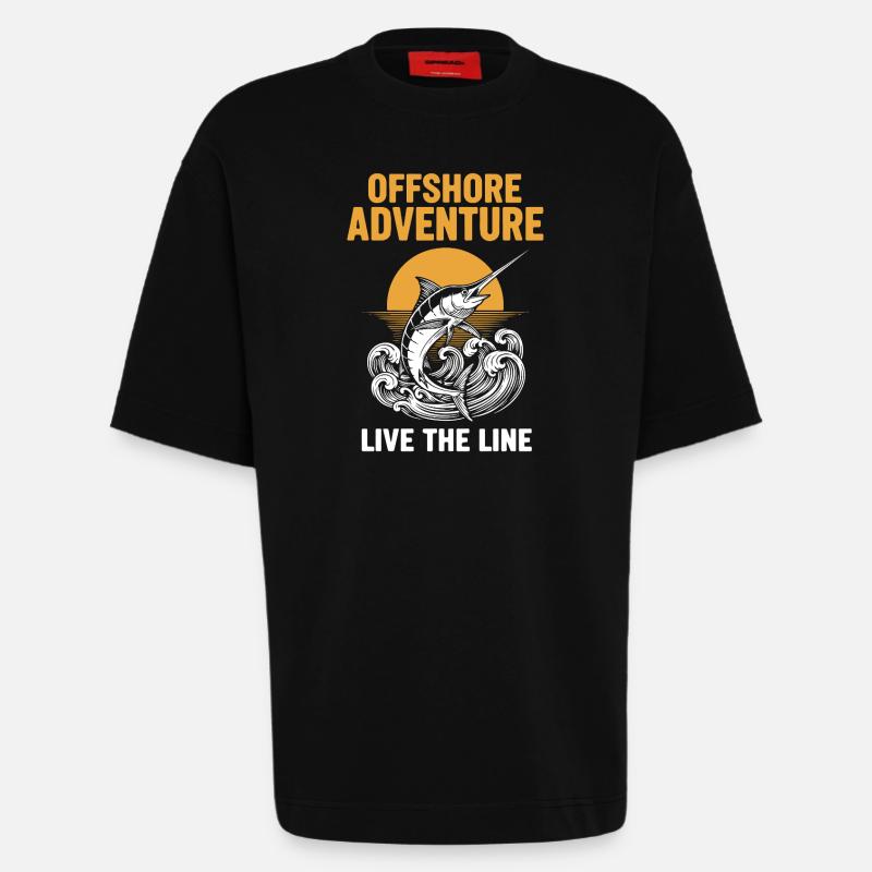 Fischerei-Seeschwertfisch-Abenteuer vor der Küste - Heavyweight T-Shirt - made by SPREAD - SOLID BLACK