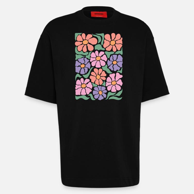 Boho Flora Blumen - Heavyweight T-Shirt - made by SPREAD  - SOLID BLACK