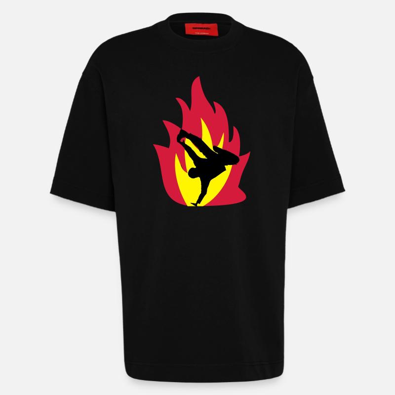 Breakdancer im Feuer - Heavyweight T-Shirt - made by SPREAD  - SOLID BLACK