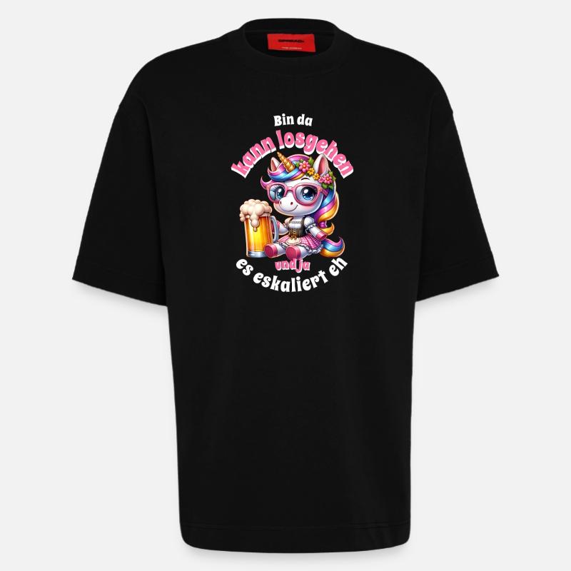 Kleines Einhorn Bierfreude - Heavyweight T-Shirt - made by SPREAD  - SOLID BLACK