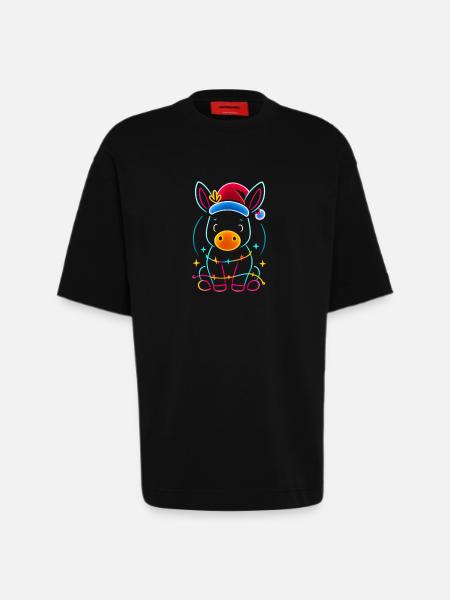 Donkey Elf Christmas Funny Gift - Heavyweight T-Shirt - made by SPREAD  - SOLID BLACK