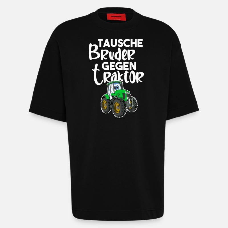 Tausche Bruder Gegen Traktor - Heavyweight T-Shirt - made by SPREAD  - SOLID BLACK