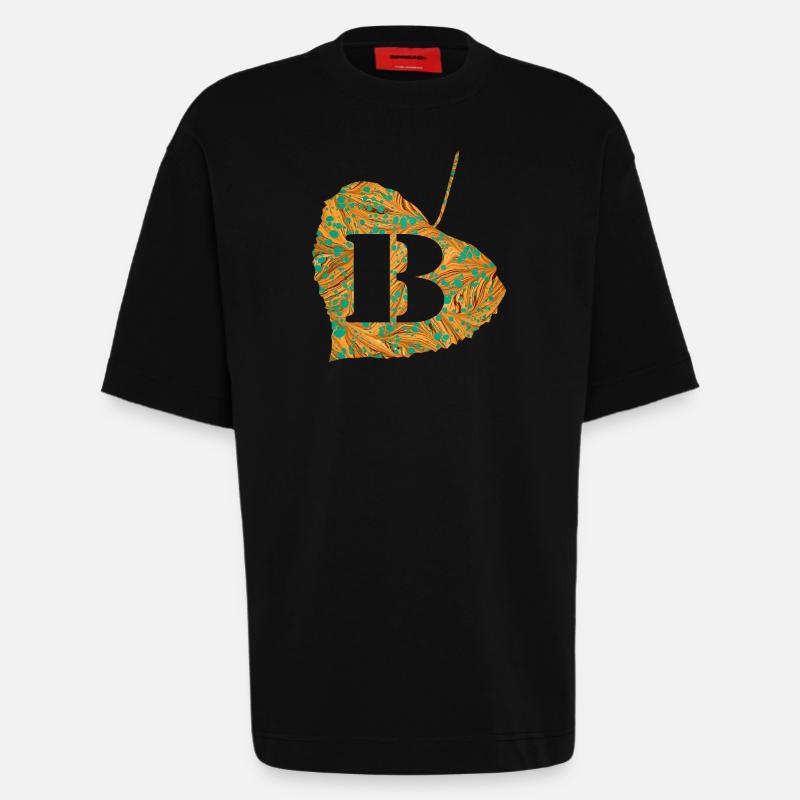 Feuille E 95 B - T-shirt bio épais oversize fabriqué en UE - SOLID BLACK
