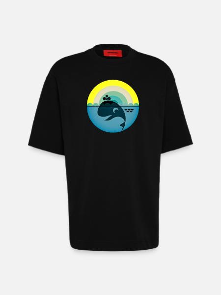 Whale - Heavyweight T-Shirt - made by SPREAD - SOLID BLACK