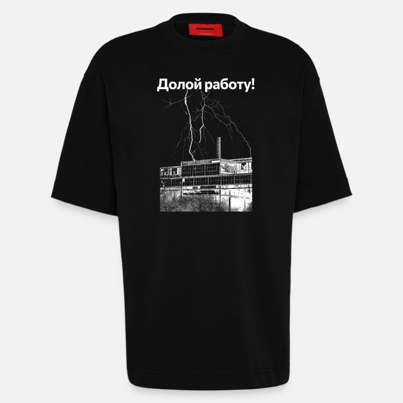 Down with the work! - Heavyweight T-Shirt - made by SPREAD  - SOLID BLACK