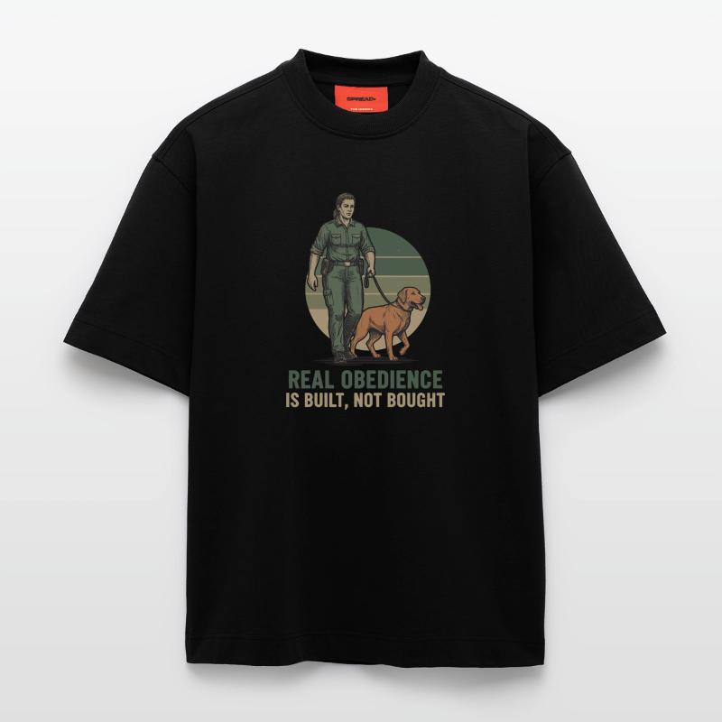 Déclaration d’obéissance sur l’éducation canine T-shirt bio épais oversize fabriqué en UE