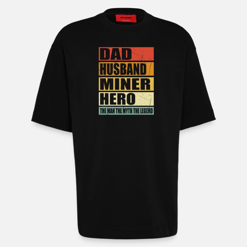 Vater Ehemann Bergarbeiter Held - Heavyweight T-Shirt - made by SPREAD - SOLID BLACK