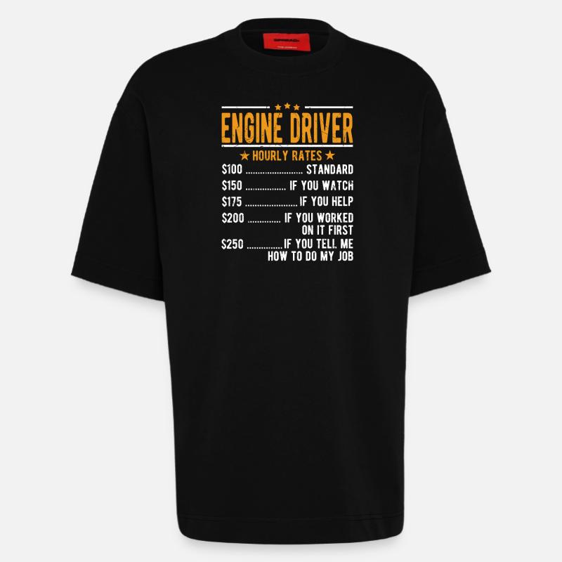 Engine driver hourly wage - Heavyweight T-Shirt - made by SPREAD  - SOLID BLACK