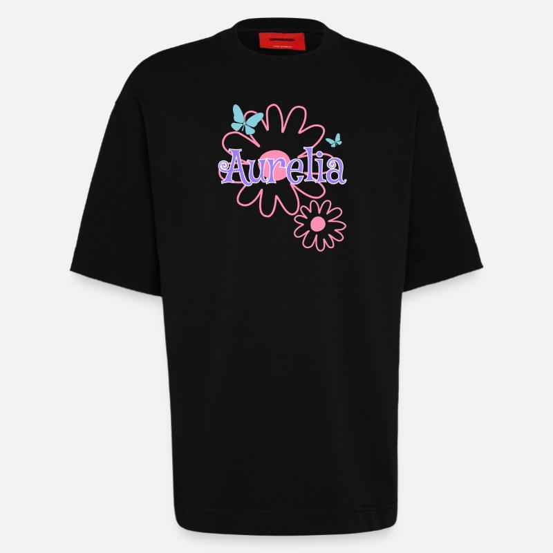 Aurelia Name Mädchenname Gänseblümchen - Heavyweight T-Shirt - made by SPREAD  - SOLID BLACK
