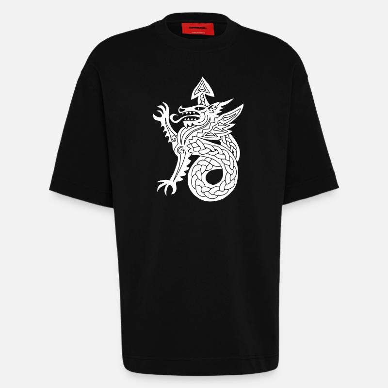 Weißer Drache - Heavyweight T-Shirt - made by SPREAD  - SOLID BLACK