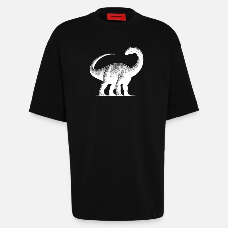 Massive Brachiosaurus Dino Dinosaur - Heavyweight T-Shirt - made by SPREAD  - SOLID BLACK