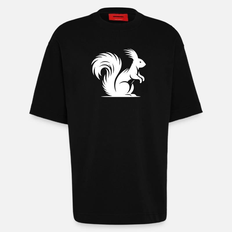 Écureuil mignon avec queue touffue - T-shirt bio épais oversize fabriqué en UE - SOLID BLACK