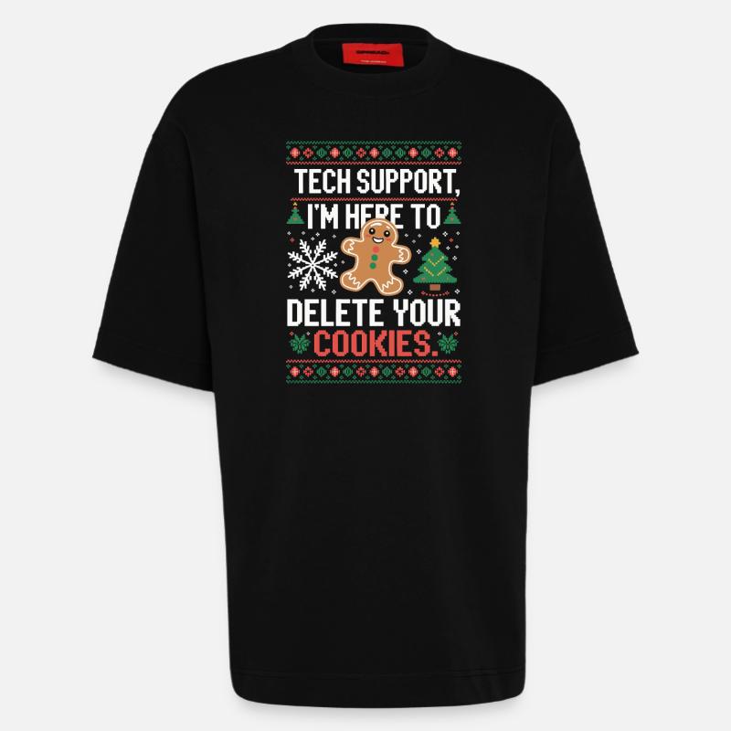 Tech Support Cookie Saying - Heavyweight T-Shirt - made by SPREAD  - SOLID BLACK