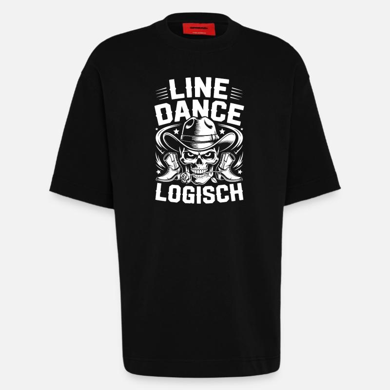 Line Dance Schädel Logo - Heavyweight T-Shirt - made by SPREAD  - SOLID BLACK