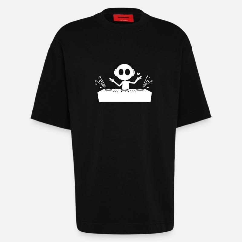 DJ Turntables Funny - Heavyweight T-Shirt - made by SPREAD  - SOLID BLACK