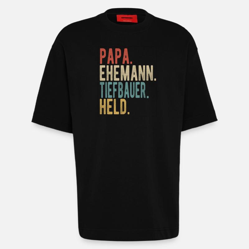 Tiefbauer Papa Ehemann Held - Heavyweight T-Shirt - made by SPREAD - SOLID BLACK