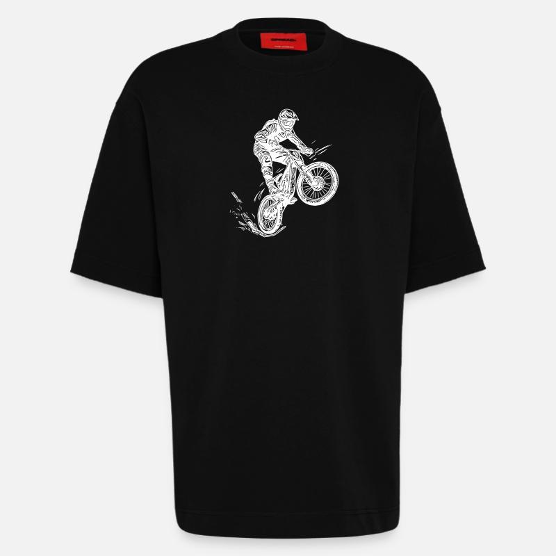 Cooler Radfahrer Mountainbiker - Heavyweight T-Shirt - made by SPREAD  - SOLID BLACK