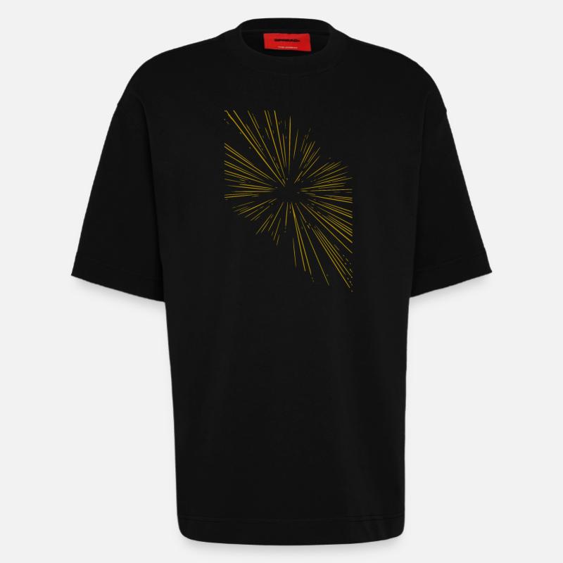 Abstract rays / gold / pattern / line - Heavyweight T-Shirt - made by SPREAD  - SOLID BLACK