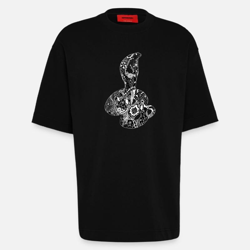 Patchwork Cobra - Heavyweight T-Shirt - made by SPREAD  - SOLID BLACK