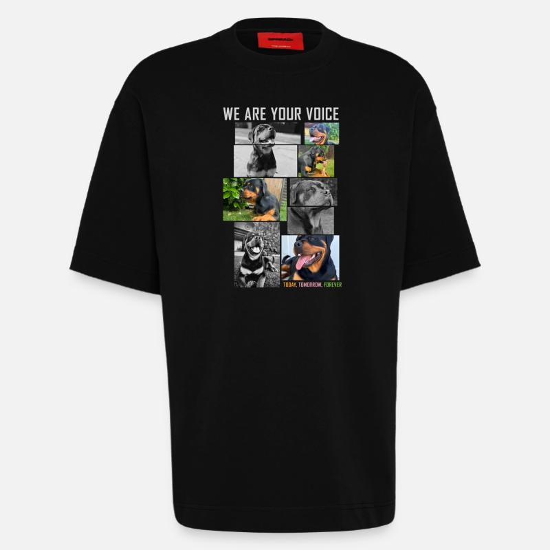 Collage de voix de chien - T-shirt bio épais oversize fabriqué en UE - SOLID BLACK