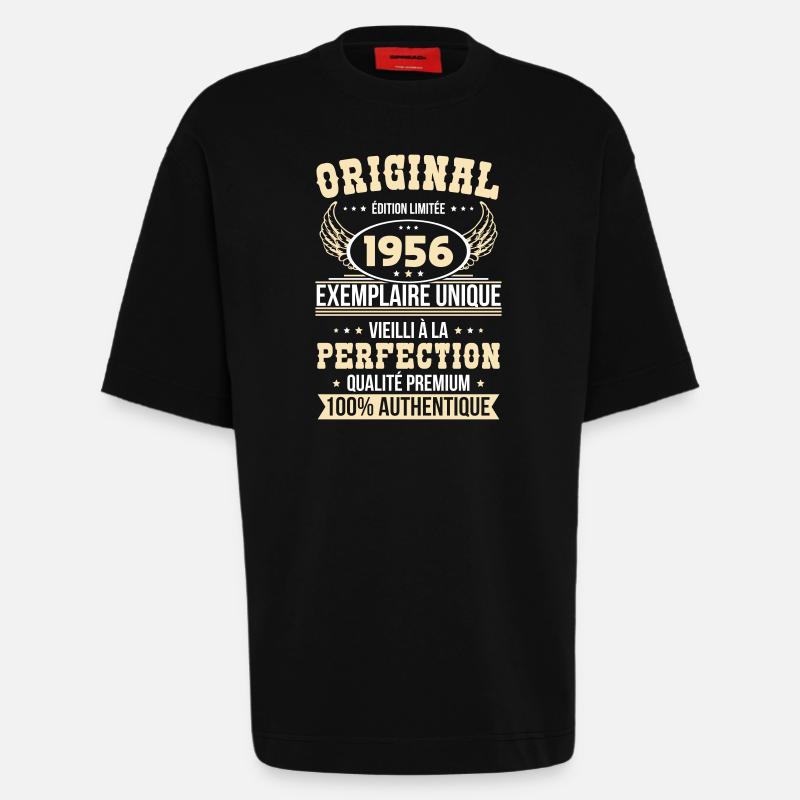 1956 – Einzigartiges Exemplar – Premiumqualität - Heavyweight T-Shirt - made by SPREAD  - SOLID BLACK