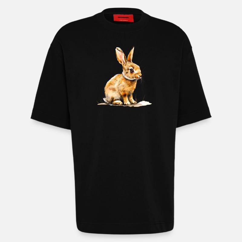 Feldhase oder Kaninchen? - Heavyweight T-Shirt - made by SPREAD  - SOLID BLACK