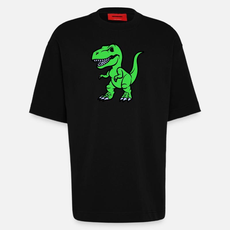 Bande dessinée T Rex - T-shirt bio épais oversize fabriqué en UE - SOLID BLACK