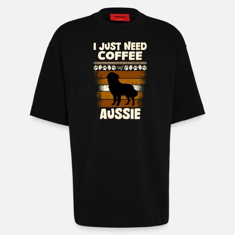 Aussie Sheperd Coffee - Heavyweight T-Shirt - made by SPREAD  - SOLID BLACK