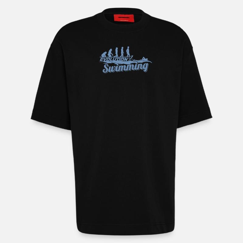 Évolution du nageur - T-shirt bio épais oversize fabriqué en UE - SOLID BLACK