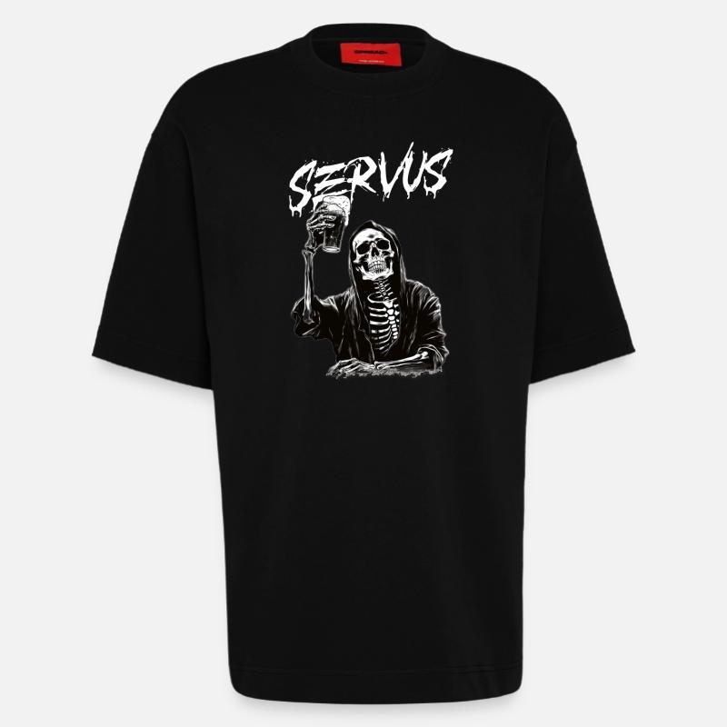 Sensenmann mit Bier - Heavyweight T-Shirt - made by SPREAD  - SOLID BLACK
