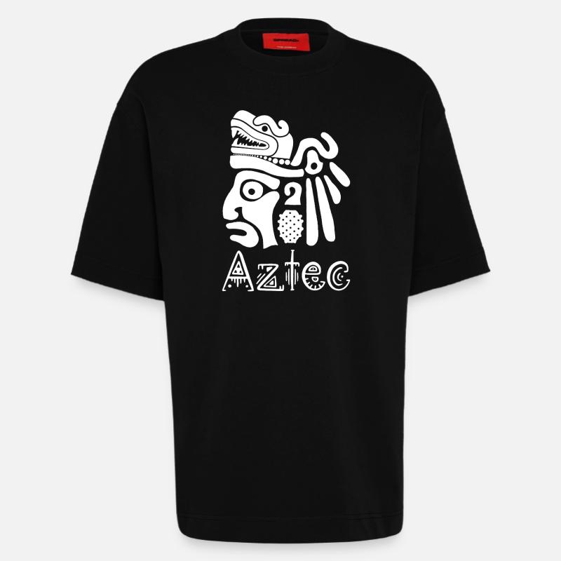 Aztekischer Krieger (Weiß) - Heavyweight T-Shirt - made by SPREAD - SOLID BLACK