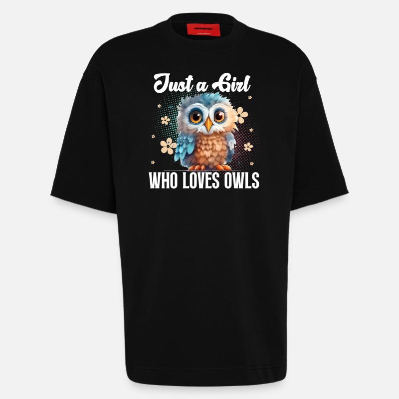 Eule Eulen - Heavyweight T-Shirt - made by SPREAD  - SOLID BLACK