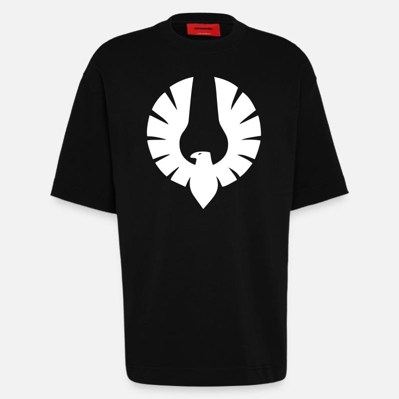 Eagle in Circle Shape - Heavyweight T-Shirt - made by SPREAD  - SOLID BLACK