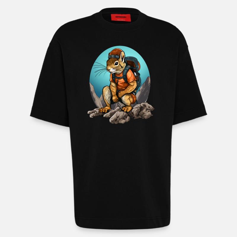 Eichhörnchen Bergsteiger / Wandern Eichhörnchen - Heavyweight T-Shirt - made by SPREAD  - SOLID BLACK