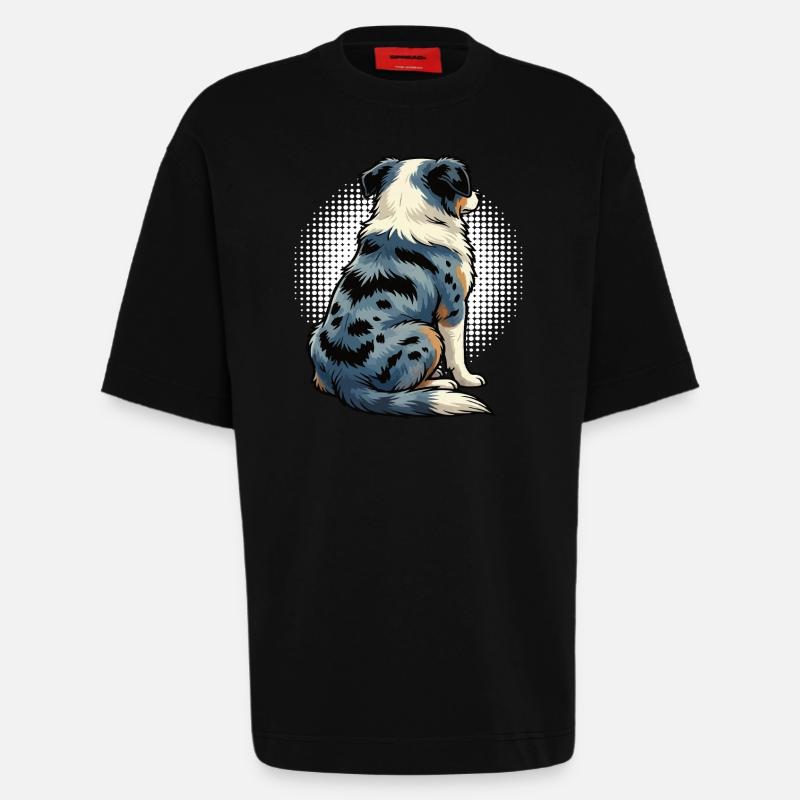 Australian Shepherd Aussie Aussie Owners Aussies - Heavyweight T-Shirt - made by SPREAD - SOLID BLACK