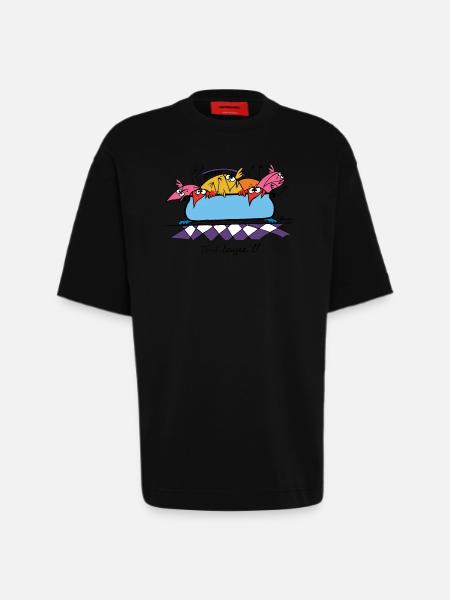 Tout baigne !! - T-shirt bio épais oversize fabriqué en UE - SOLID BLACK