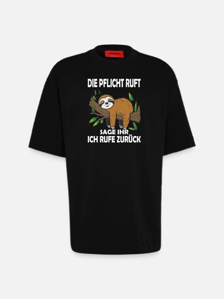 Funny sloth, no desire - Heavyweight T-Shirt - made by SPREAD  - SOLID BLACK