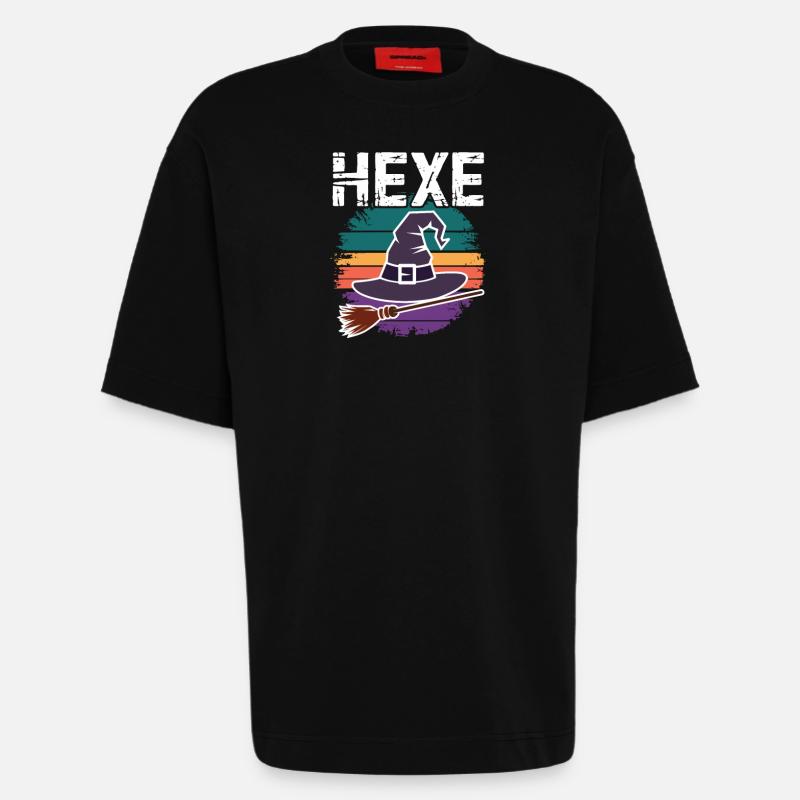 Hexe Sunset Design - Heavyweight T-Shirt - made by SPREAD  - SOLID BLACK