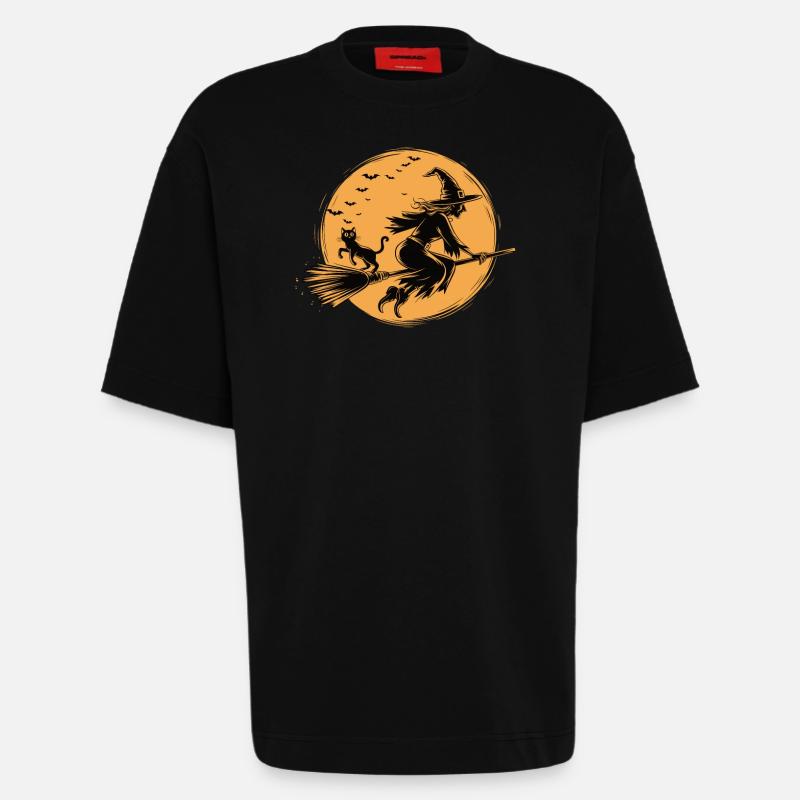 Hexe Sunset Design - Heavyweight T-Shirt - made by SPREAD - SOLID BLACK