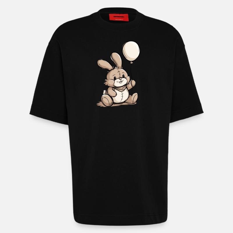 Hase mit Luftballon - Heavyweight T-Shirt - made by SPREAD  - SOLID BLACK