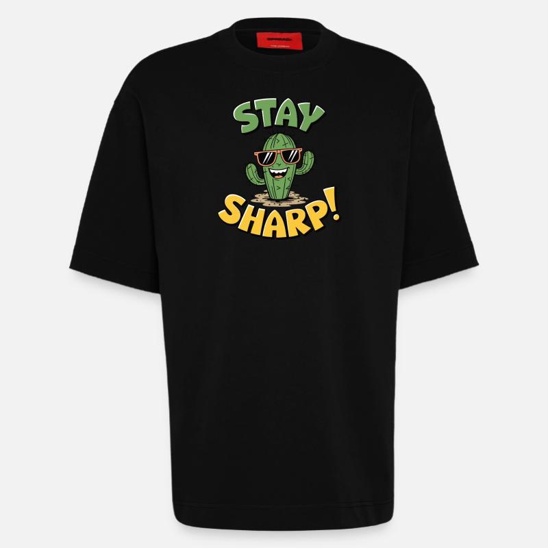 Stay Sharp Kaktus - Heavyweight T-Shirt - made by SPREAD  - SOLID BLACK