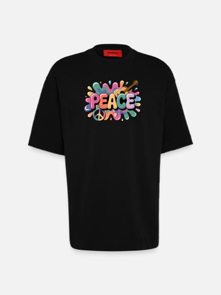 PEACE – Psychedelic - Heavyweight T-Shirt - made by SPREAD - SOLID BLACK