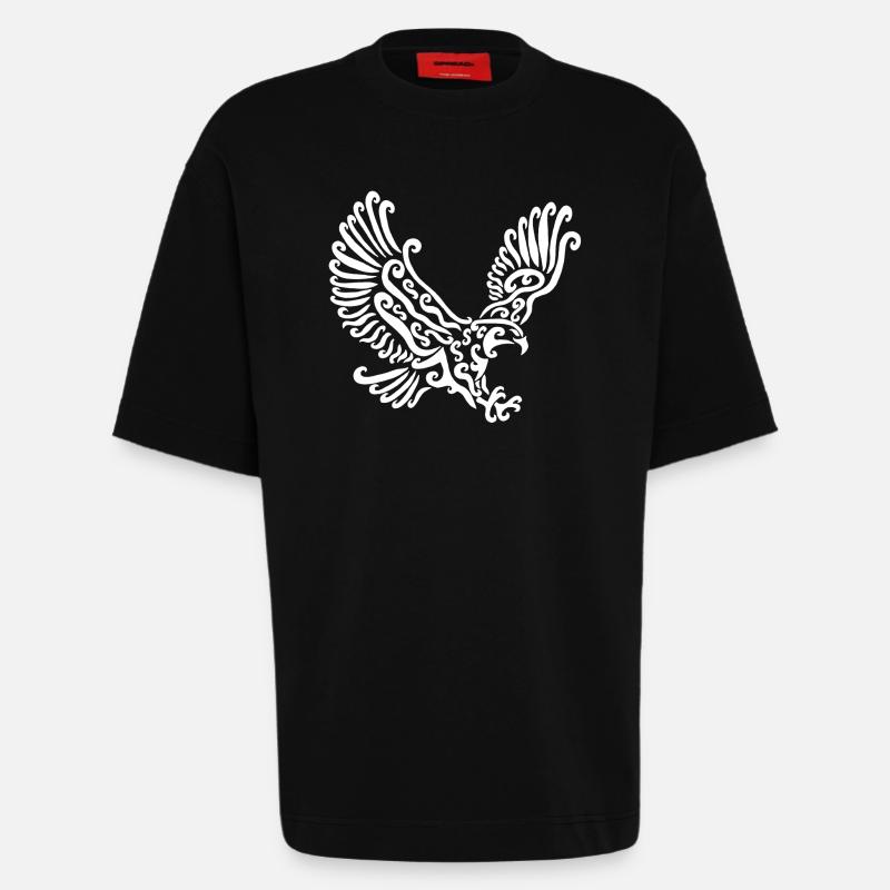 White Eagle - Heavyweight T-Shirt - made by SPREAD  - SOLID BLACK