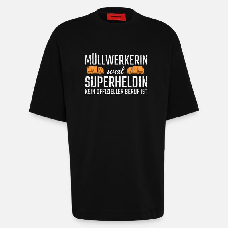 Garbage Worker Superheroine - Heavyweight T-Shirt - made by SPREAD  - SOLID BLACK