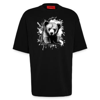 Bär - Heavyweight T-Shirt - made by SPREAD  - SOLID BLACK - Vorne - Fiona (171cm)