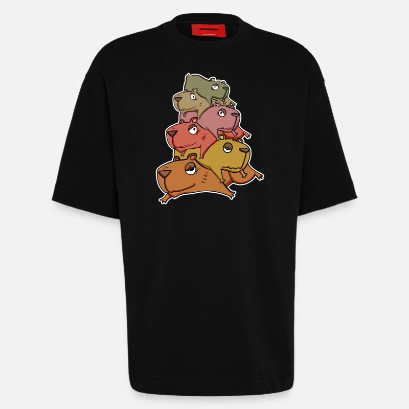 Capybara Tas de Capybara - T-shirt bio épais oversize fabriqué en UE - SOLID BLACK